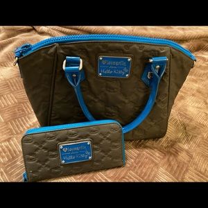 Loungefly Hello Kitty Blue & gray purse and wallet